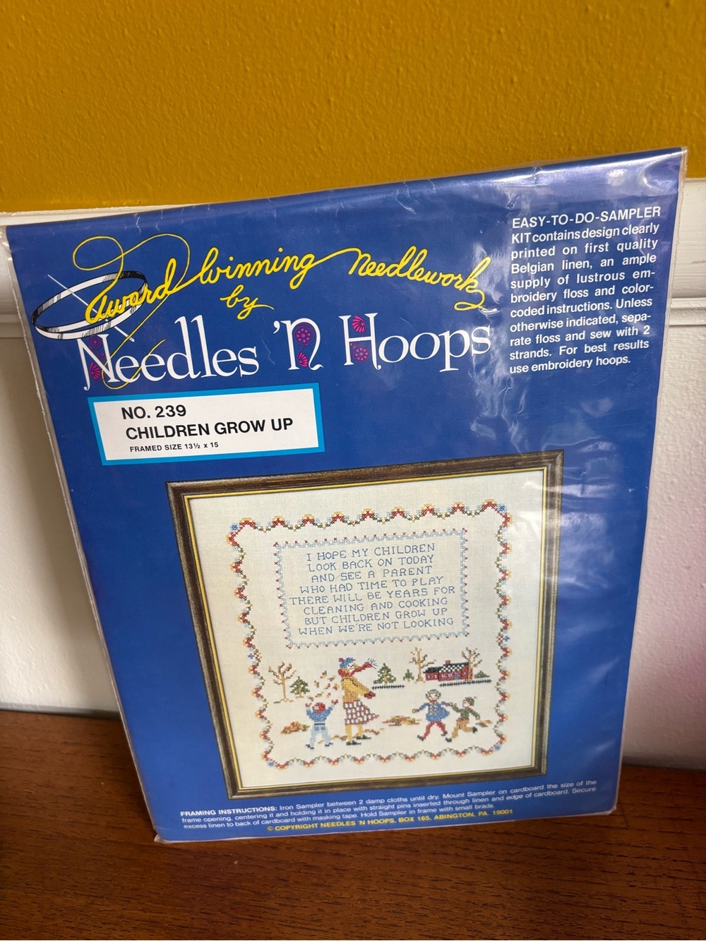 Vintage cross stitch sampler children growing up
